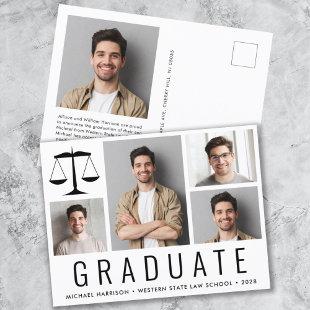 Modern 5 Photo Law School Graduation Announcement Postcard