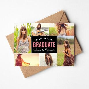 Modern 6 Photo Collage Graduation Announcements