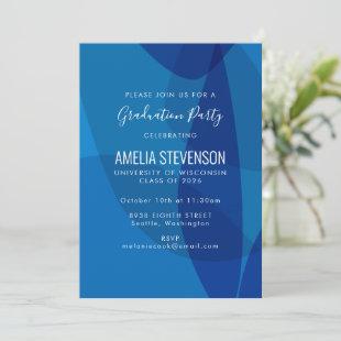 Modern Abstract Blue Graduation Party Invitation