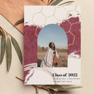 Modern Abstract Gold And Pink Graduate Photo Invit Invitation