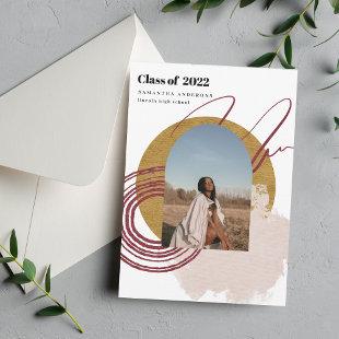 Modern Abstract Gold And Pink Graduate Photo Invitation