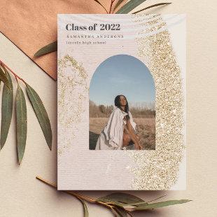 Modern Abstract Gold And Pink Graduate Photo Invitation