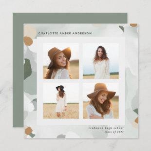 Modern abstract photo collage graduate green chic  invitation