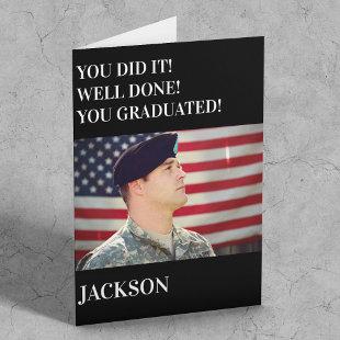 Modern American Personalized Photo Army Graduation Card