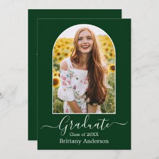 Modern Arch Calligraphy Green Graduation Party Invitation