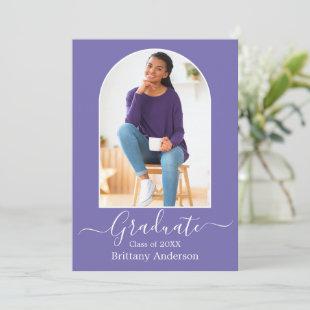 Modern Arch Calligraphy Periwinkle Graduation Announcement