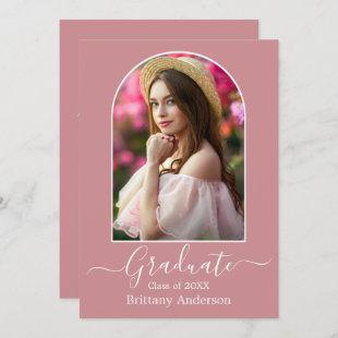 Modern Arch Dusty Pink Graduation Party Invitation