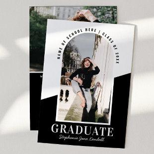 Modern Arch Photo Black & White Graduation Announcement