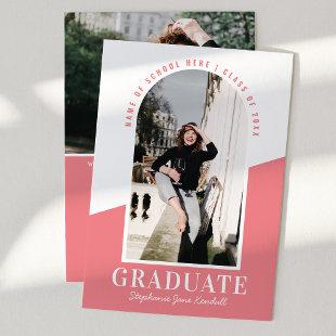 Modern Arch Photo Pink Graduation Announcement