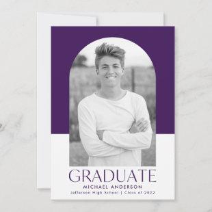 Modern Arch Purple Color Block Graduation Party Invitation