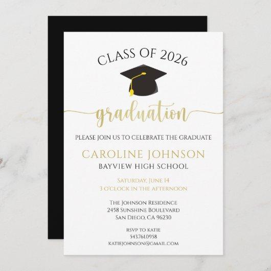 Modern Black and Gold Graduation Party Invitation