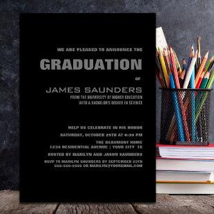 Modern Black and Grey Graduation Party Invitation