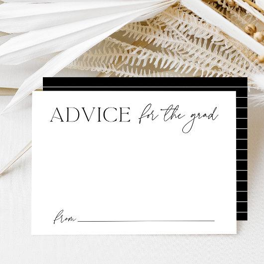 Modern Black and White Advice for the Graduate Enclosure Card