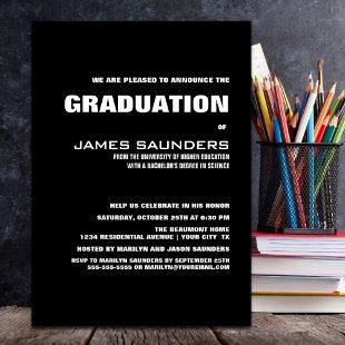 Modern Black and White Graduation Party Invitation