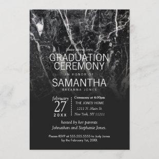 Modern Black and White Marble Graduation Ceremony Invitation