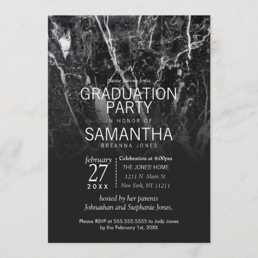 Modern Black and White Marble Graduation Party Invitation