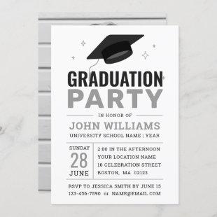 Modern Black and White Photo Graduation Party Invitation
