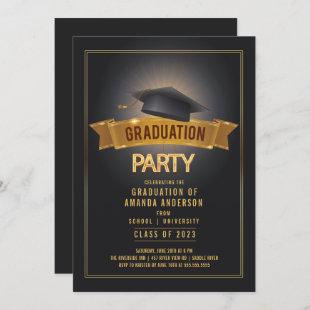 Modern Black Graduation Party Invitation