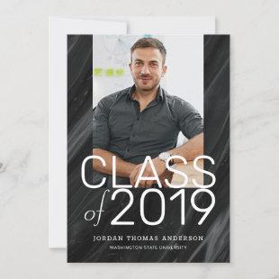 Modern Black Marble Stacked Text Graduation Photo Announcement