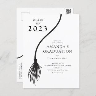 Modern Black Tassel Graduation Party Postcard