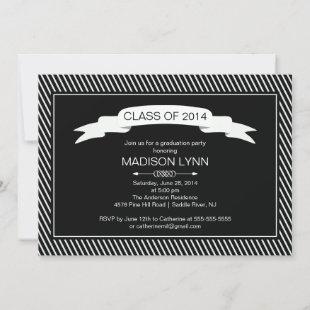 Modern Black White Graduation Party Invitation