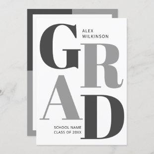 Modern Black White Typography Photo Graduation Announcement