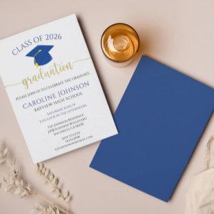 Modern Blue and Gold Graduation Party Invitation