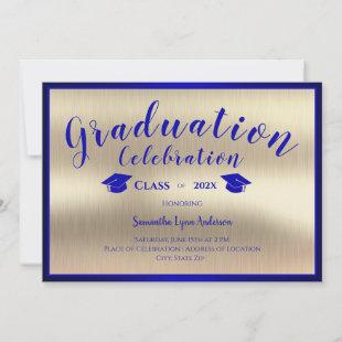 Modern Blue Gold Graduation Class of 2022 Invitation