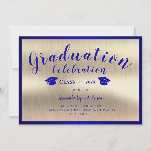 Modern Blue Gold Graduation Class of 2024 Invitation