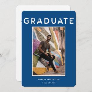Modern Blue Typography Photo 2022 Graduation  Invitation