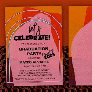 Modern Boho Arch Abstract Graduation Party Invitation