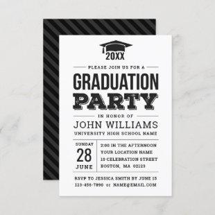 Modern Bold Black and White Graduation Party Invitation
