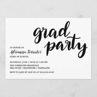 Modern Bold Grad Party Typography Stripes Pattern Invitation