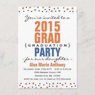 Modern Bold Graduation Party Invitation - Orange