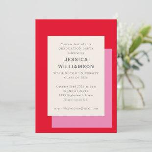Modern Bold Pink Red Class of Graduation Party Invitation