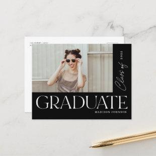 Modern Bold Type Graduate Graduation Photo Party A Announcement Postcard