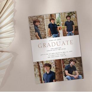 Modern Bold Typography 5 Photo Collage Graduation  Announcement