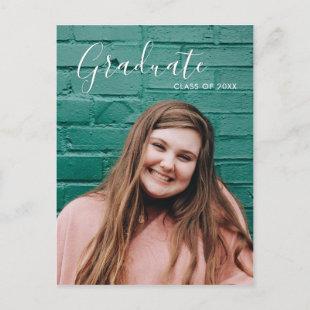 Modern Bright Fun Editable Photo Graduation Announcement Postcard