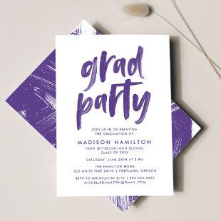 Modern Brush Script Purple Graduation Party Invitation