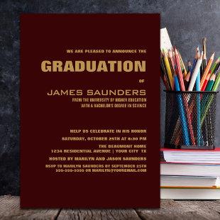 Modern Burgundy and Gold Graduation Party Invitation