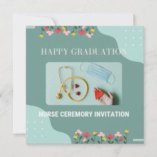 Modern Burgundy Navy Floral Nurse Pinning Ceremony Invitation