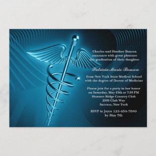 Modern Caduceus Medical School Graduation Invite