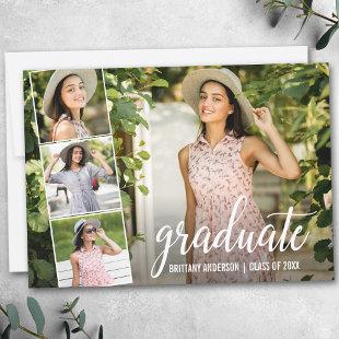 Modern Calligraphy 4 Photo Collage Graduation Announcement