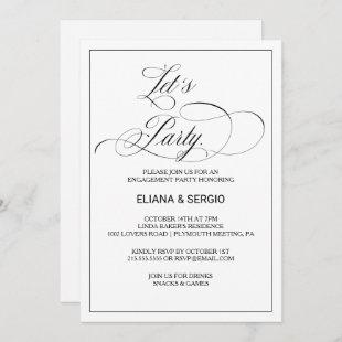 Modern Calligraphy and Simple Let's Party Invitation
