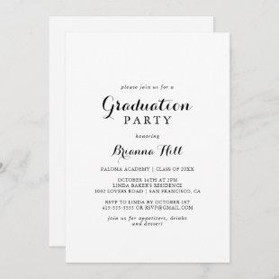 Modern Calligraphy Graduation Party Invitation