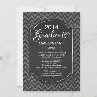 Modern Chalkboard Chevron Graduation Party Invitation