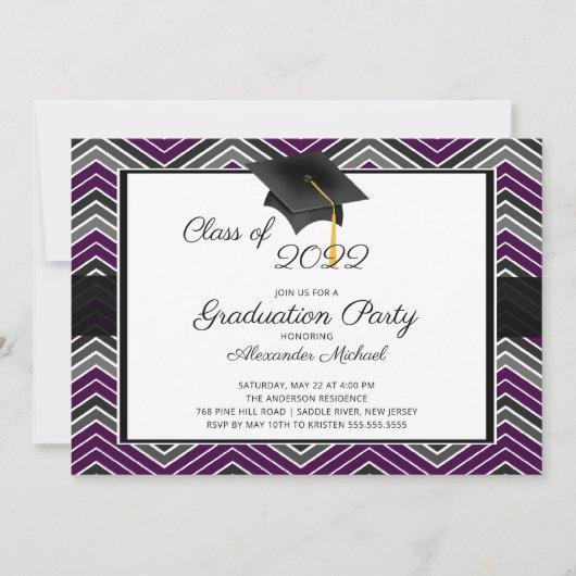 Modern Chevron Graduate Tassel Graduation Party In Invitation