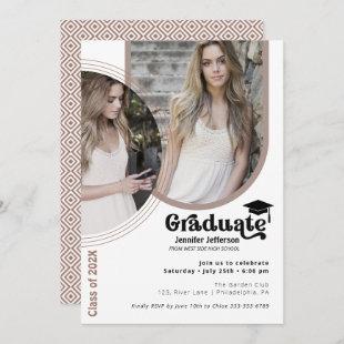 Modern Chic 2 photos Graduation Party earth tones Holiday Card