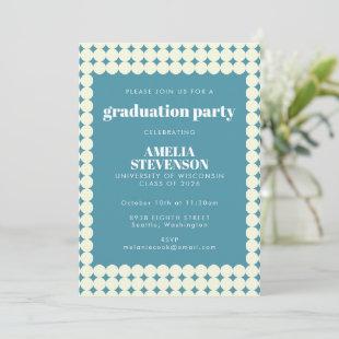 Modern Chic Blue Simple Dots Graduation Party Invitation