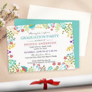 Modern Chic Fresh Floral Graduation Party Invitation